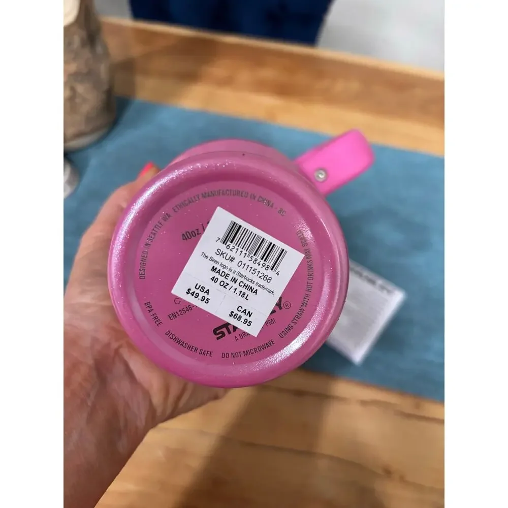 Stanley 40 oz Starbucks Limited Edition Pink Sparkly Tumbler